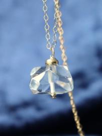 Herkimer diamant hanger aan 14k gold filled of 925 zilveren ketting