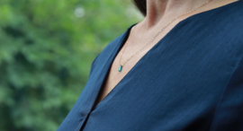 Kyaniet gold filled en 925 zilver ketting