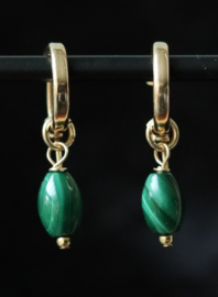 Malachiet 14k gold filled gouden creool oorbellen