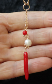 Koraal stokjes gold filled 14k gouden ketting