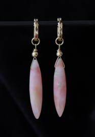 Roze opaal 14k gold filled gouden of 925 zilveren oorbellen