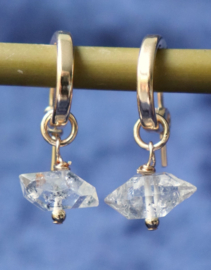 Herkimer diamant aan 925 zilveren of 14k gold filled gouden creolen