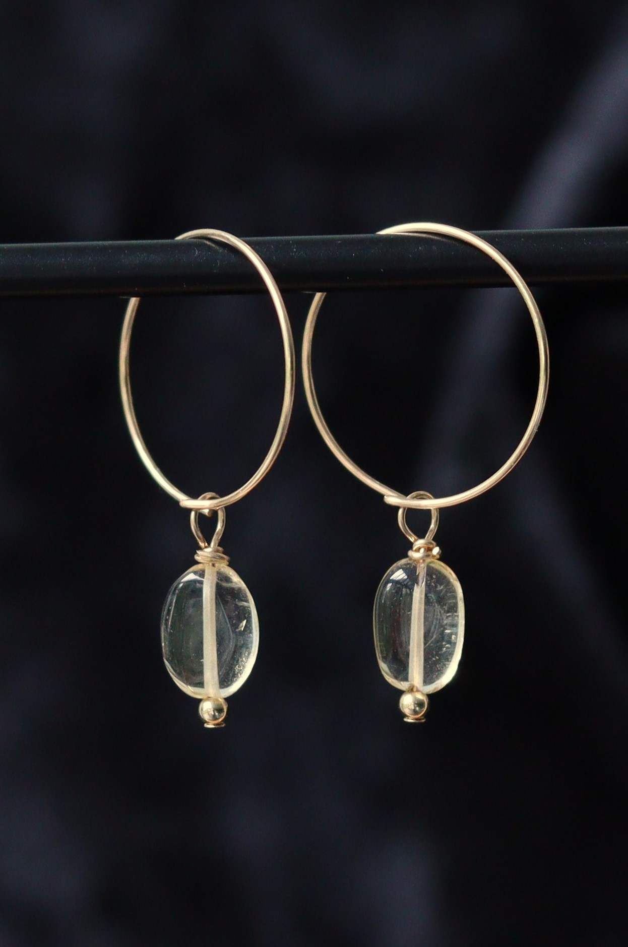 Citrien gouden 14k gold filled of 925 zilveren creool oorbellen,