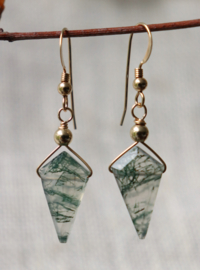 Mosagaat 14k gold filled gouden oorbellen