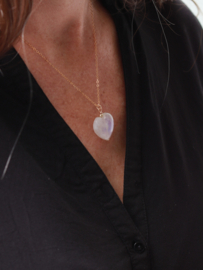 Regenboog maansteen hart 14k gold filled of zilveren  ketting