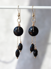 Onyx 14k gold filled gouden oorbellen