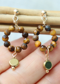 Tijgeroog 14k gold filled gouden oorbellen