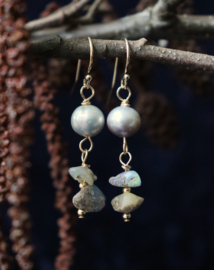 Ruwe opaal 14k gold filled gouden oorbellen