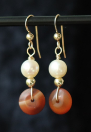 Sardonyx gouden 14k gold filled oorbellen