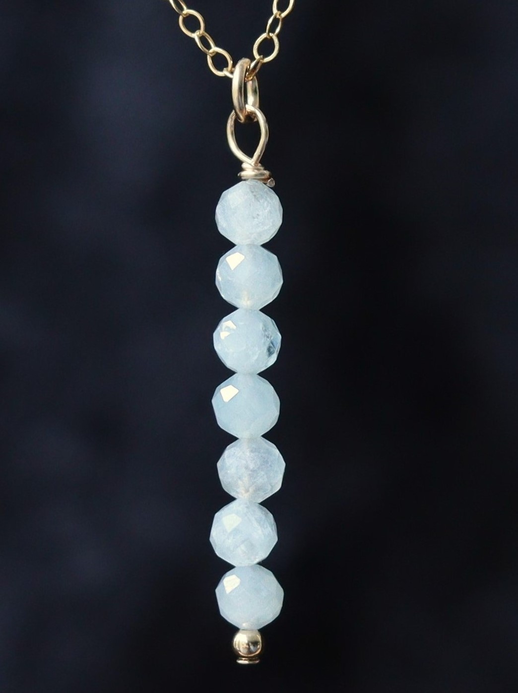 Aquamarijn tube 14k gold filled gouden of 925 zilveren ketting