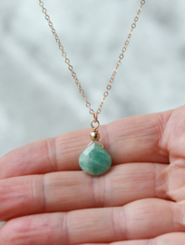 Amazoniet hanger ketting goud of zilver