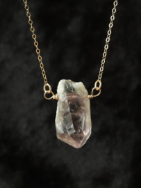 ruwe lavendel amethist 14k gold filled gouden ketting of 925 zilver