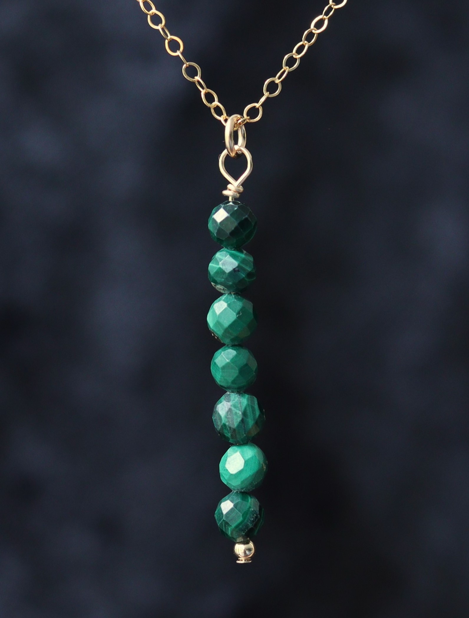 Malachiet tube 14k gold filled gouden of 925 zilveren ketting