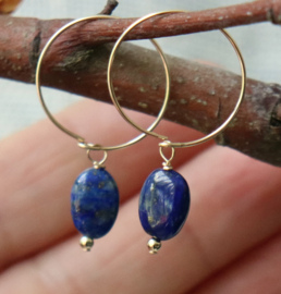 Lapis lazuli gold filled 14k goud of925 zilveren oorbellen