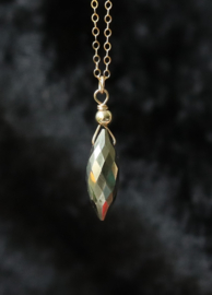 Pyriet 14k gold filled gouden hanger ketting,  pyriet  lucky stone