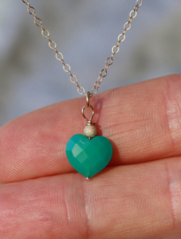 Chrysopraas hart 14k gold filled gouden ketting