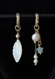 Asymmetrische 14k gold filled gouden  parel oorbellen
