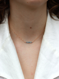 Aquamarijn ketting 14k gold filled of 925 zilver
