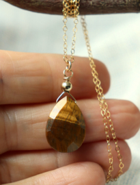 Tijgeroog 14k gold filled gouden ketting