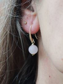 Rozenkwarts oorbellen gold plated