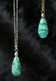 Russische amazoniet hanger ketting goud of zilver