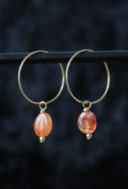 Carneool gouden 14k gold filled of 925 zilveren  creool oorbellen,