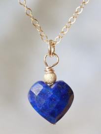 Lapis lazuli hart 14k gold filled gouden ketting