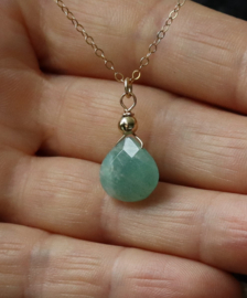 Amazoniet hanger ketting goud of zilver