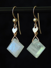 Regenboog maansteen 14k gold filled gouden oorbellen