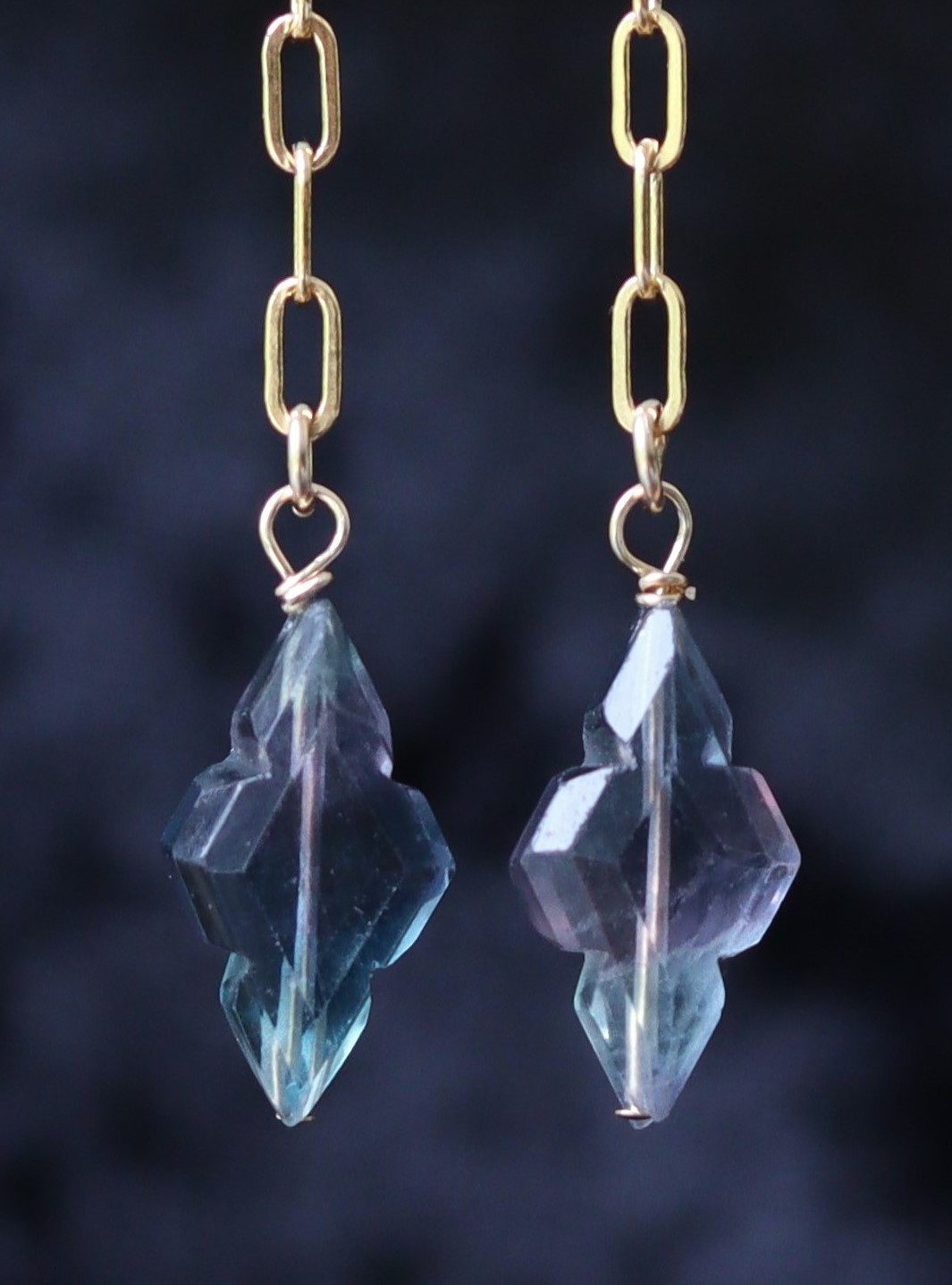 Fluoriet 14k gold filled gouden oorbellen