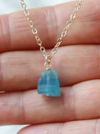 Aquamarijn ketting gold plated