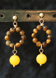 Tijgeroog 14k gold filled gouden of 925 zilveren oorbellen