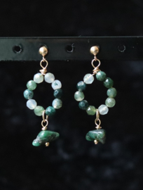 Mosagaat 14k gold filled gouden of 925 zilveren oorbellen