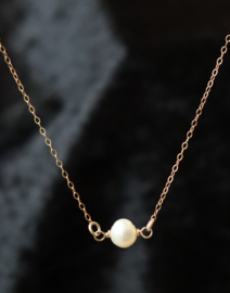 Zoetwaterparel 14k gold filled choker ketting, zilveren 925 choker