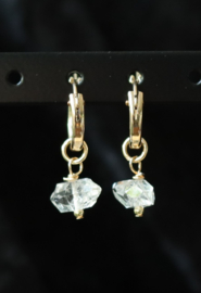 Herkimer diamant aan 925 zilveren of 14k gold filled gouden creolen