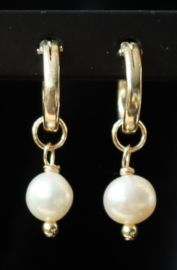 Zoetwaterparel 14k gold filled gouden of 925 zilveren oorbellen