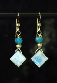 Regenboog maansteen, apatiet 14k gold filled oorbellen