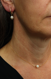 Zoetwaterparel 14k gold filled choker ketting, zilveren 925 choker