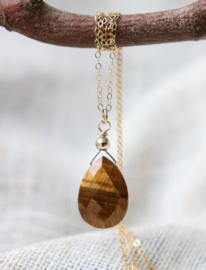 Tijgeroog 14k gold filled gouden ketting