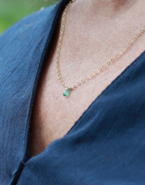 Smaragd 14k gold filled of 925 zilveren ketting