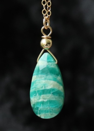 Russische amazoniet hanger ketting goud of zilver