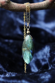 Labradoriet aan 14k gold filled gouden of 925 zilveren ketting
