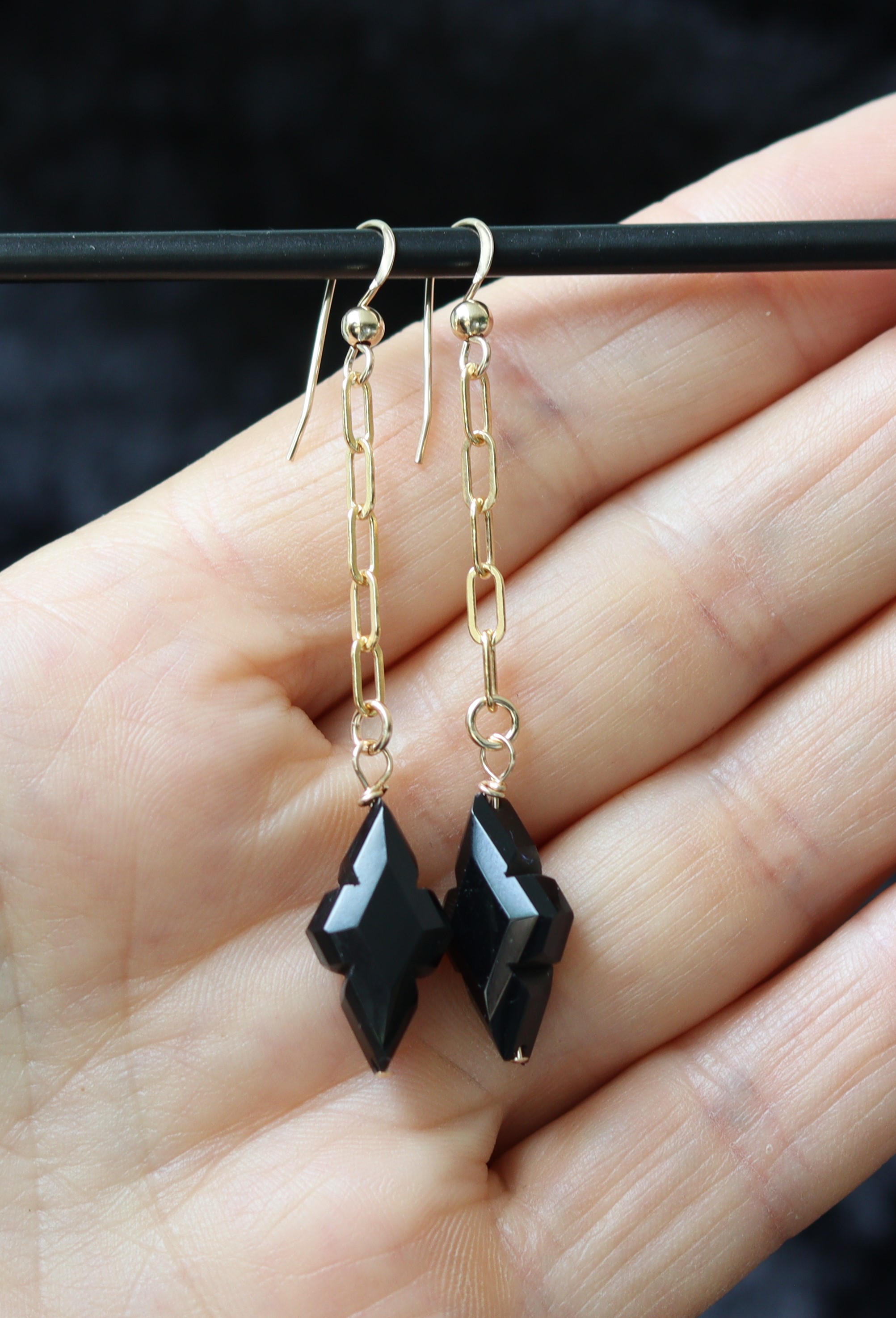 Onyx 14k gold filled gouden oorbellen