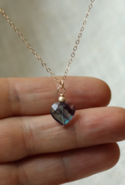 Fluoriet hart 14k gold filled gouden ketting