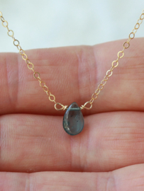 Kyaniet gold filled en 925 zilver ketting