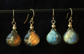 Labradoriet 14k gold filled gouden oorbellen