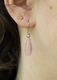 14k/925 liefde rozenkwarts 925 zilveren oorbellen of 14k gold filled goud