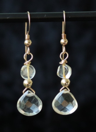 Citrien gouden 14k gold filled oorbellen,