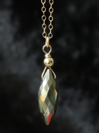 Pyriet 14k gold filled gouden hanger ketting,  pyriet  lucky stone