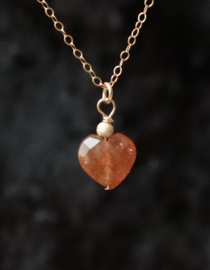 Zonnesteen hart 14k gold filled gouden ketting